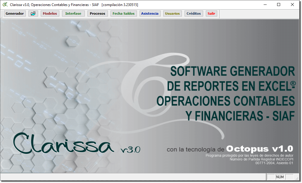 Interfaz del software Clarissa